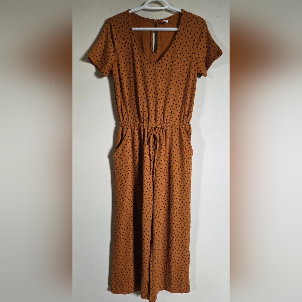 Old Navy Brown/Burnt Orange Polka Dot Romper Jumpsuit Size S - Picture 2 of 10